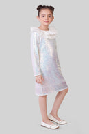 TinyGirls Off-White Sequin Party Dress – Premium Occasion Wear