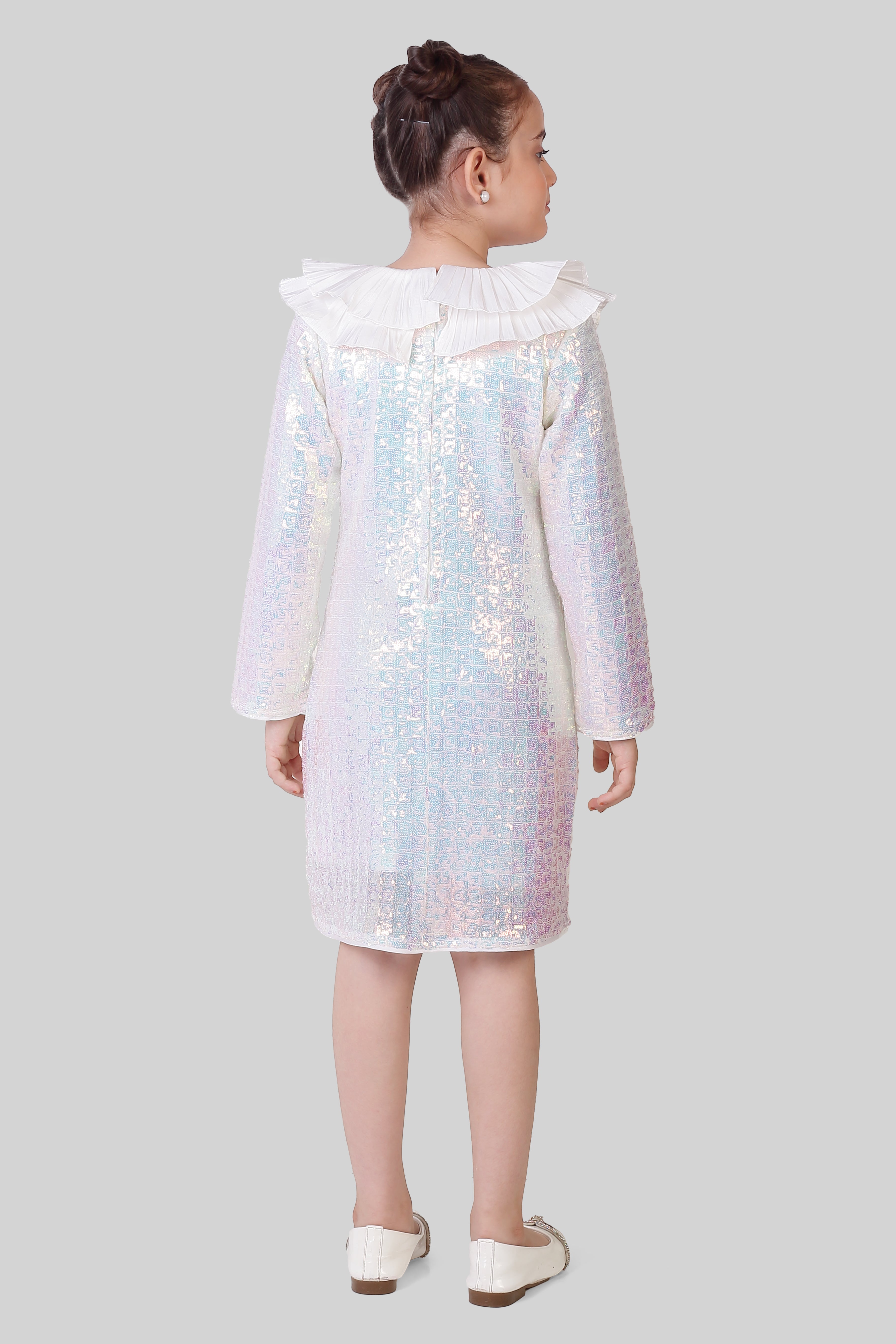 TinyGirls Off-White Sequin Party Dress – Premium Occasion Wear