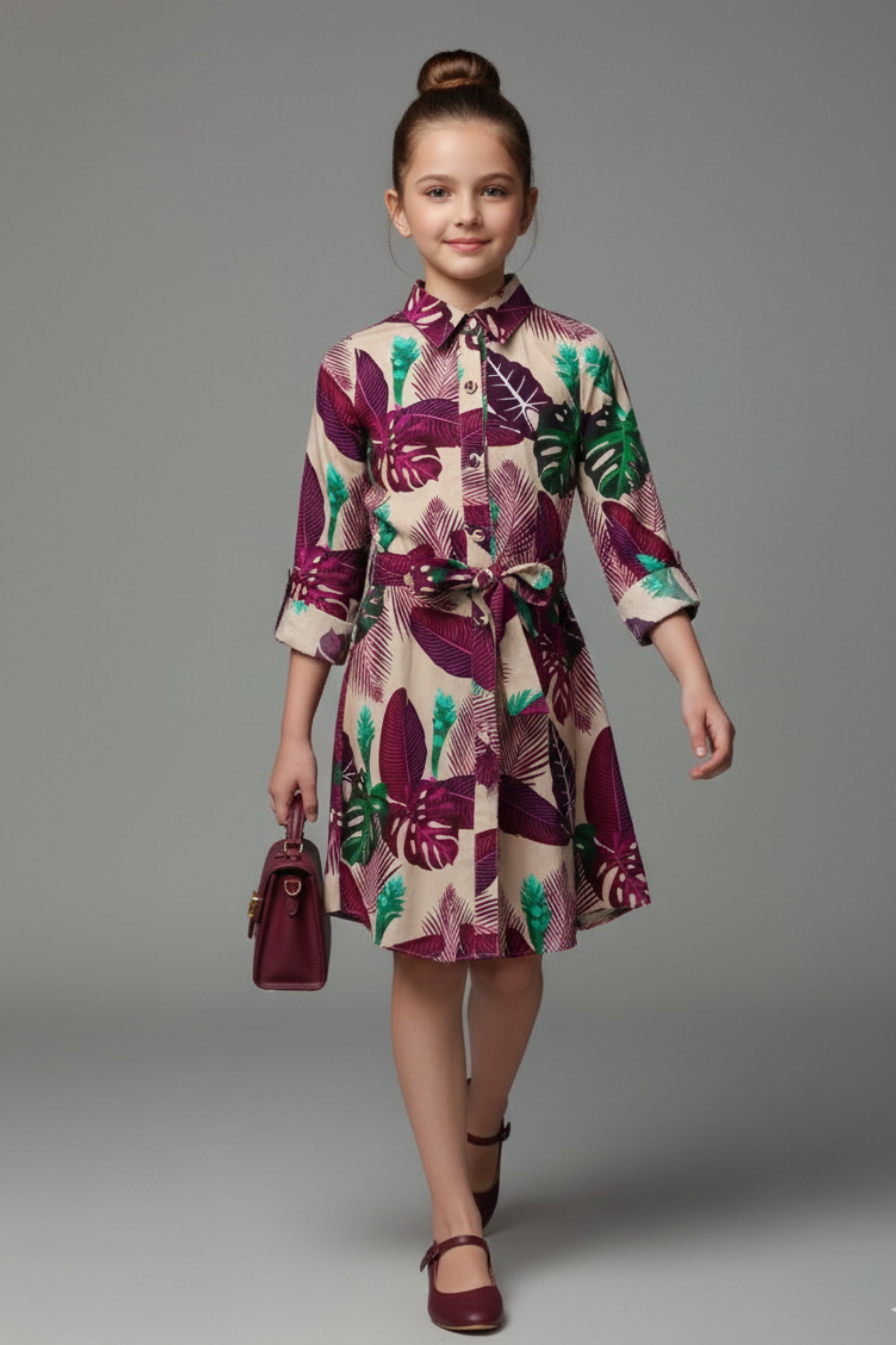 Tiny Girl Girls Dress Wine Casual Printed Cotton