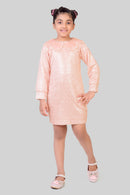 TinyGirls Peach Shimmer Party Dress – Elegant Occasion Wear