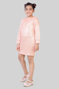 TinyGirls Peach Shimmer Party Dress – Elegant Occasion Wear