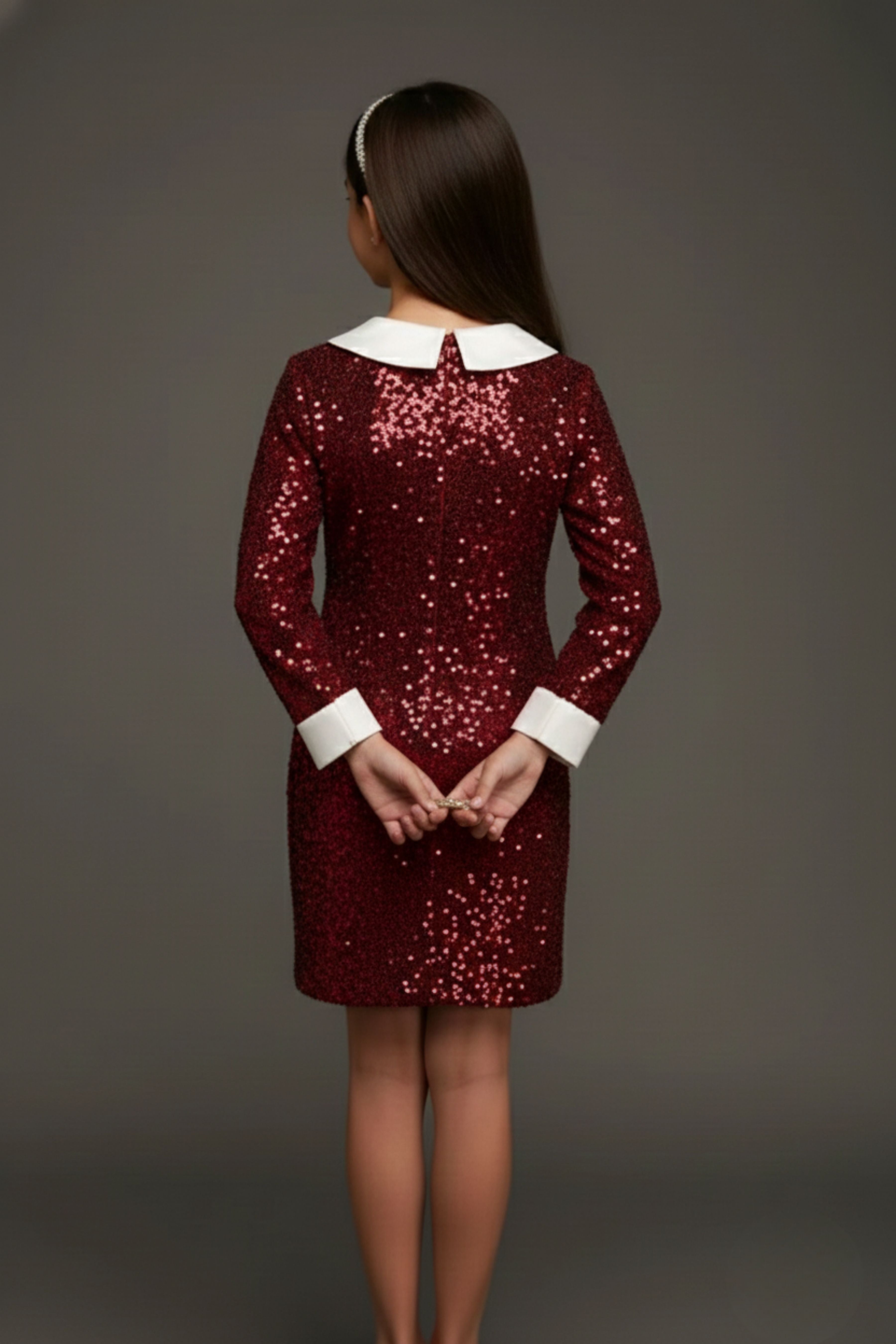 Maroon Solid Shimmer Party Dress M2488