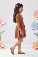 Caramel Bloom Belted Cotton Dress M2491