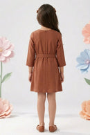 Caramel Bloom Belted Cotton Dress M2491
