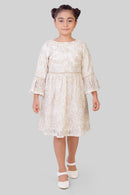 TinyGirl Off-White Lace Party Dress for Girls