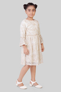 TinyGirl Off-White Lace Party Dress for Girls