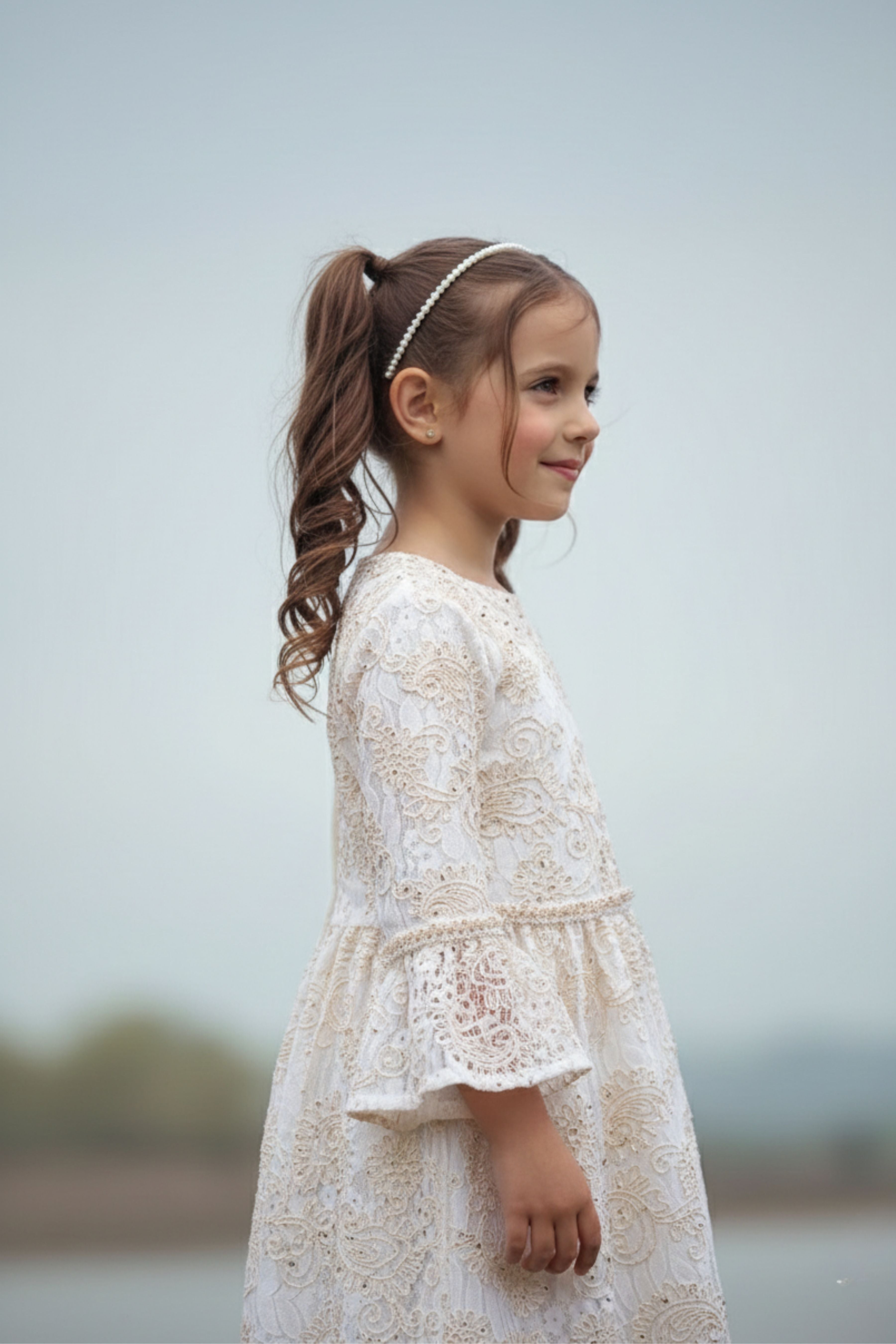 Tiny Girl Off-White Lace Party Dress for Girls