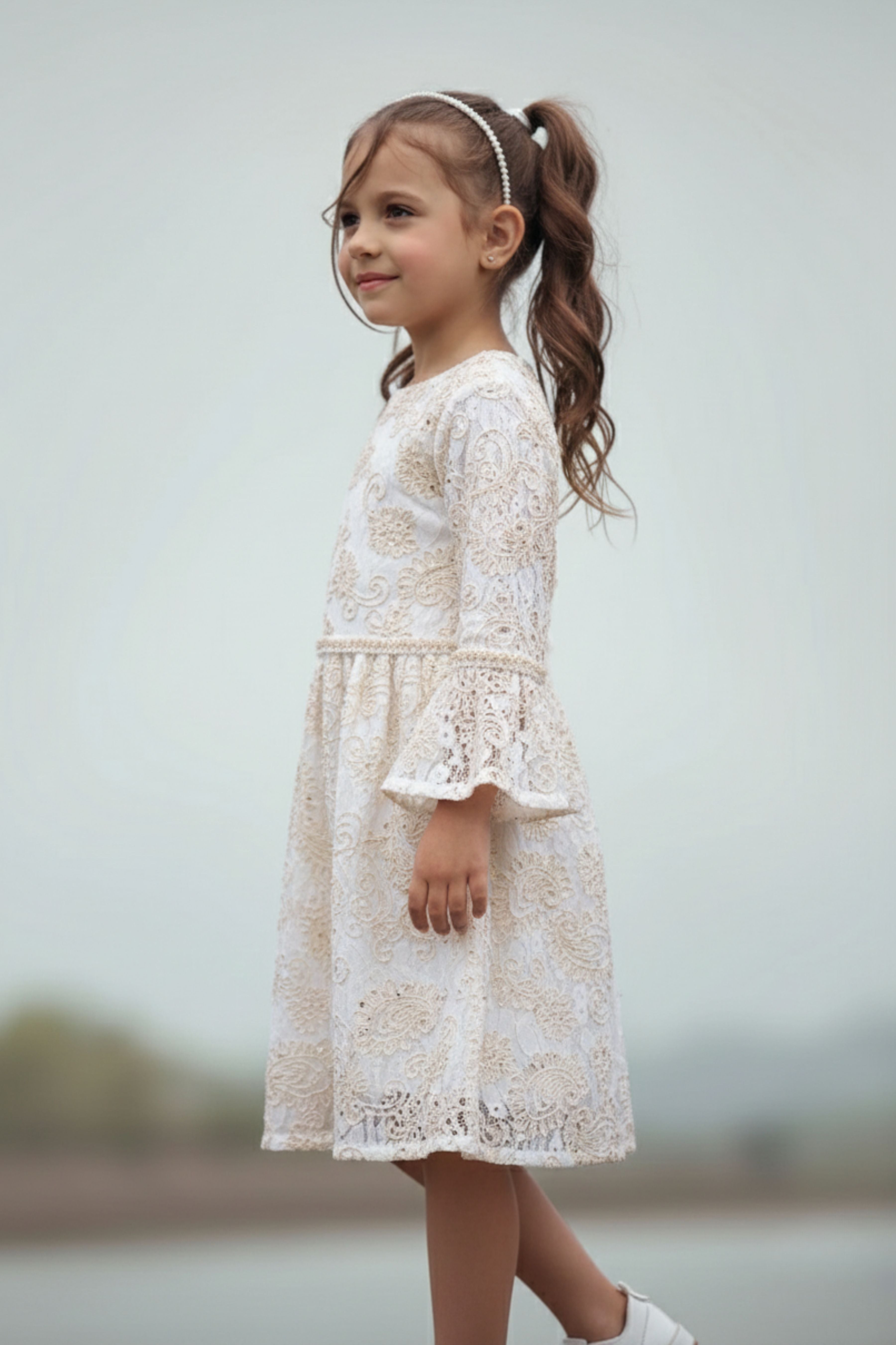 Tiny Girl Off-White Lace Party Dress for Girls