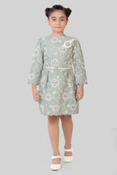 TinyGirl Pastel Green Embroidered Party Dress for Girls