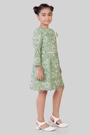 TinyGirl Pastel Green Embroidered Party Dress for Girls