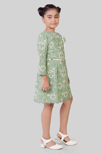 TinyGirl Pastel Green Embroidered Party Dress for Girls
