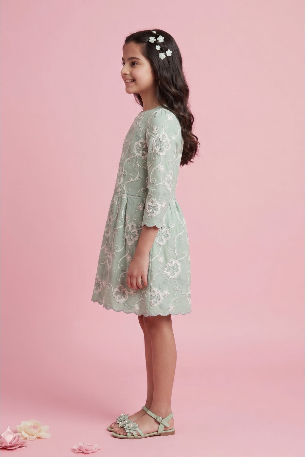 Green Embroidered Cotton Summer Wear M2506