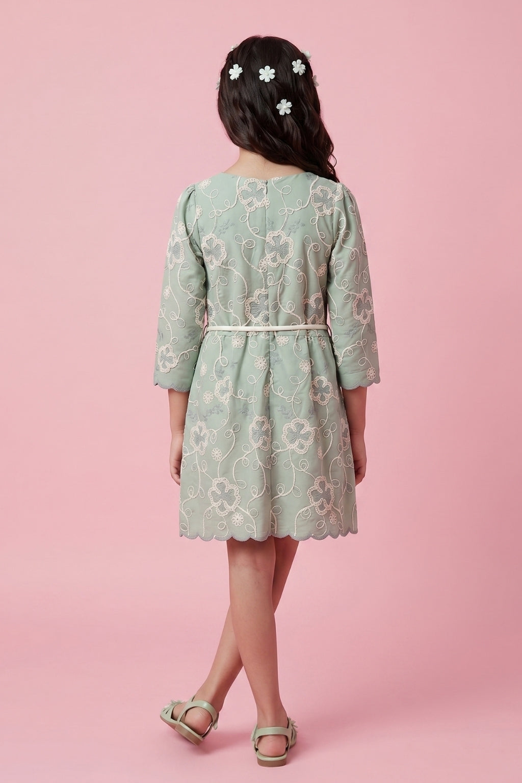 Green Embroidered Cotton Summer Wear M2506