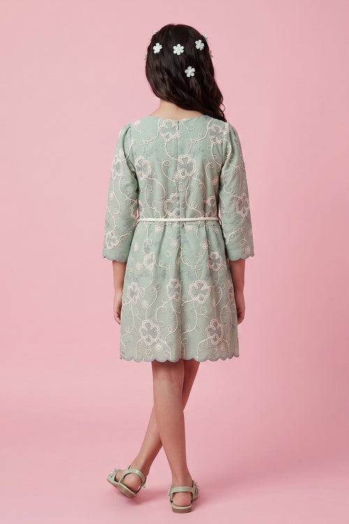 Green Embroidered Cotton Summer Wear M2506