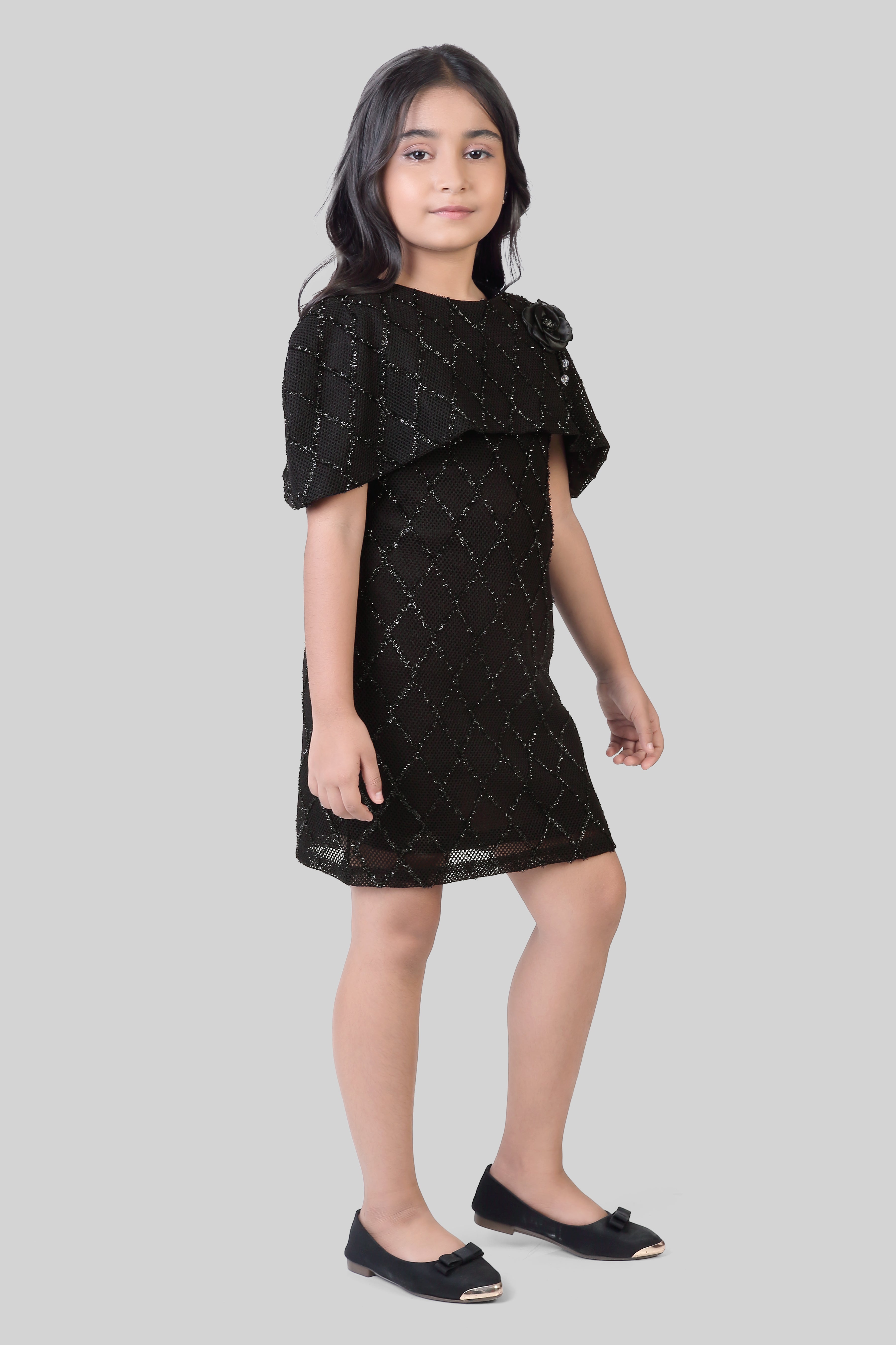 TinyGirl Black Embellished Party Dress for Girls