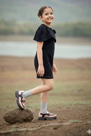 Tiny Girl Girls Dress Black Solid Knitted Casual Wear