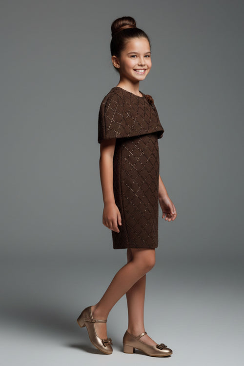 Brown Solid Knitted Dress M2507