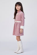 Onion Pink Floral Velvet Winter Party Dress M2522