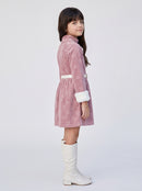Onion Pink Floral Velvet Winter Party Dress M2522