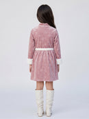 Onion Pink Floral Velvet Winter Party Dress M2522