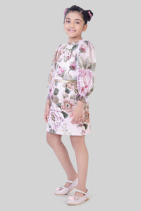 White Floral Long Sleeve Dress for Girls