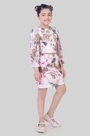 White Floral Long Sleeve Dress for Girls
