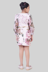White Floral Long Sleeve Dress for Girls