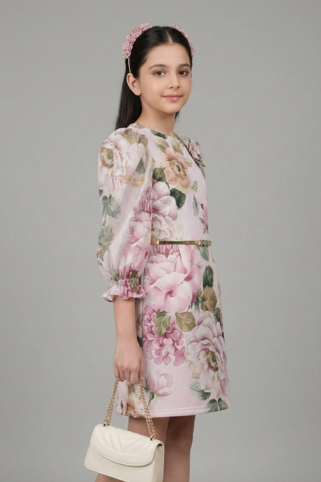 White Floral Long Sleeve Dress M2524