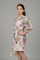 White Floral Long Sleeve Dress M2524