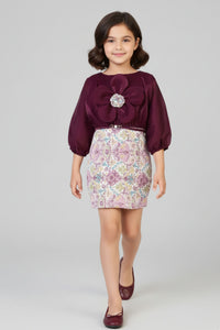 Tiny Girl Girls Party Dress Maroon Embellished Festive Winter