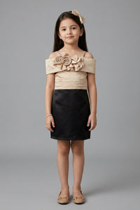 Fawn & Black Off-Shoulder Party Dress M2561