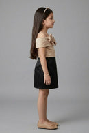 Fawn & Black Off-Shoulder Party Dress M2561