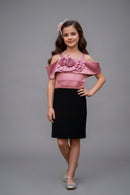 Onion Pink & Black Off-Shoulder Party Dress M2561