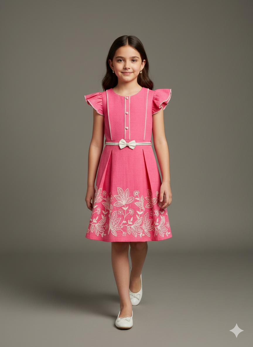 Rosette Grace Flutter Sleeve Party Dress