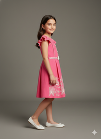 Rosette Grace Flutter Sleeve Party Dress