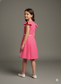Rosette Grace Flutter Sleeve Party Dress