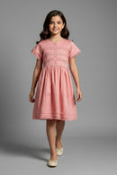 Peach Cotton A-Line Dress M2589