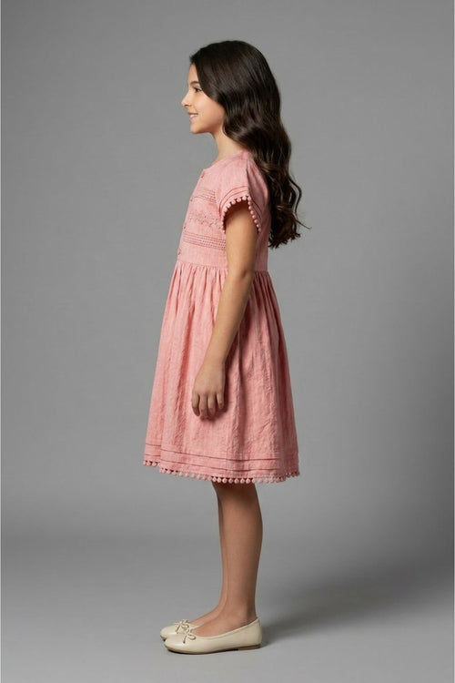 Peach Cotton A-Line Dress M2589