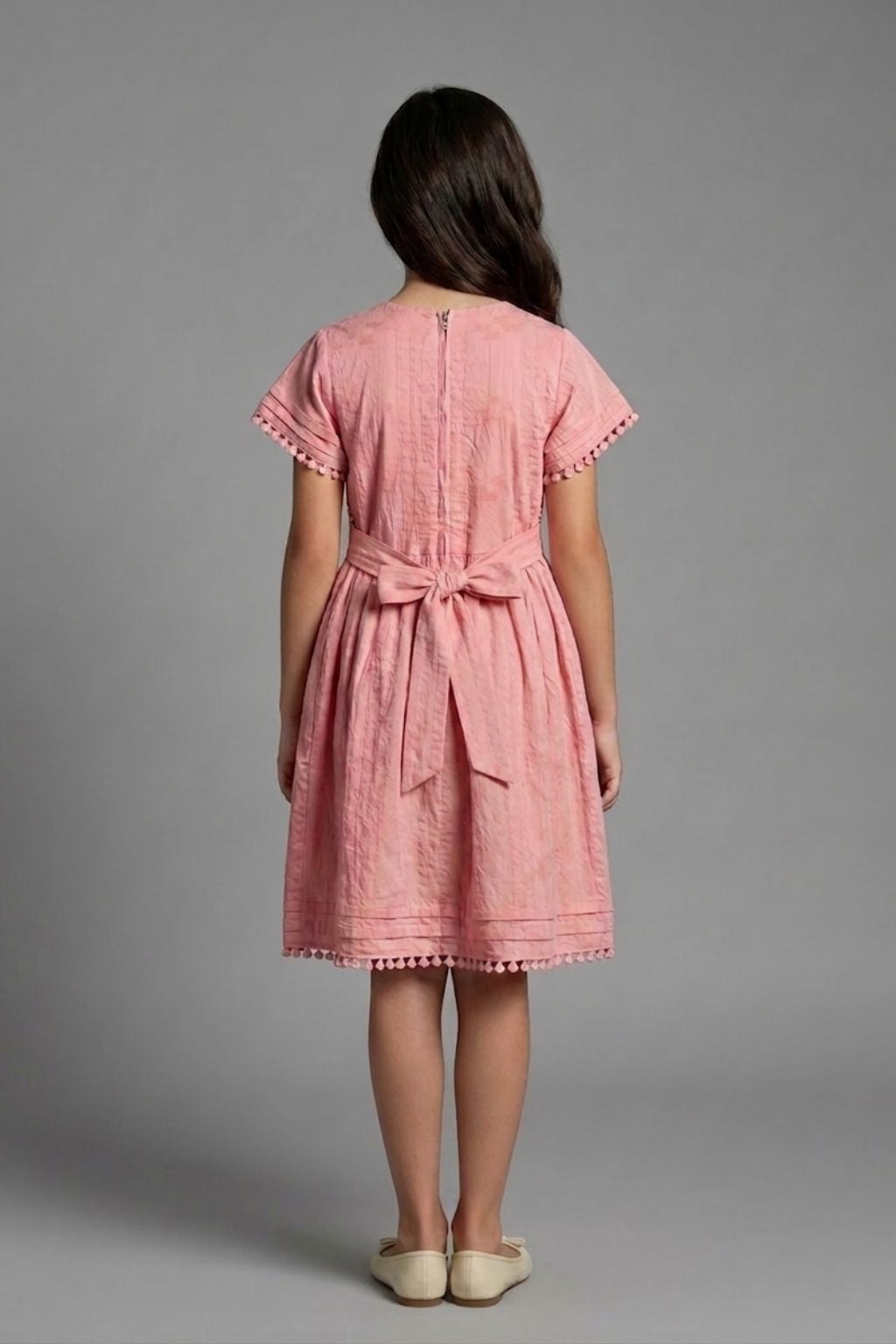 Peach Cotton A-Line Dress M2589