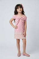 Girls Pink Embroidered Party Dress M2623