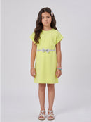 Liril Green Embellished Bow Belt Knee-Length Dress M2625
