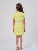 Liril Green Embellished Bow Belt Knee-Length Dress M2625