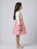 Blush Bloom Pink Floral Midi Dress with Ivory Bolero M2675
