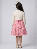 Blush Bloom Pink Floral Midi Dress with Ivory Bolero M2675