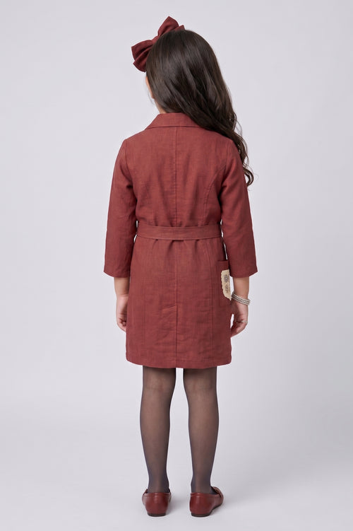 Brown Belted Trench Dress M2686