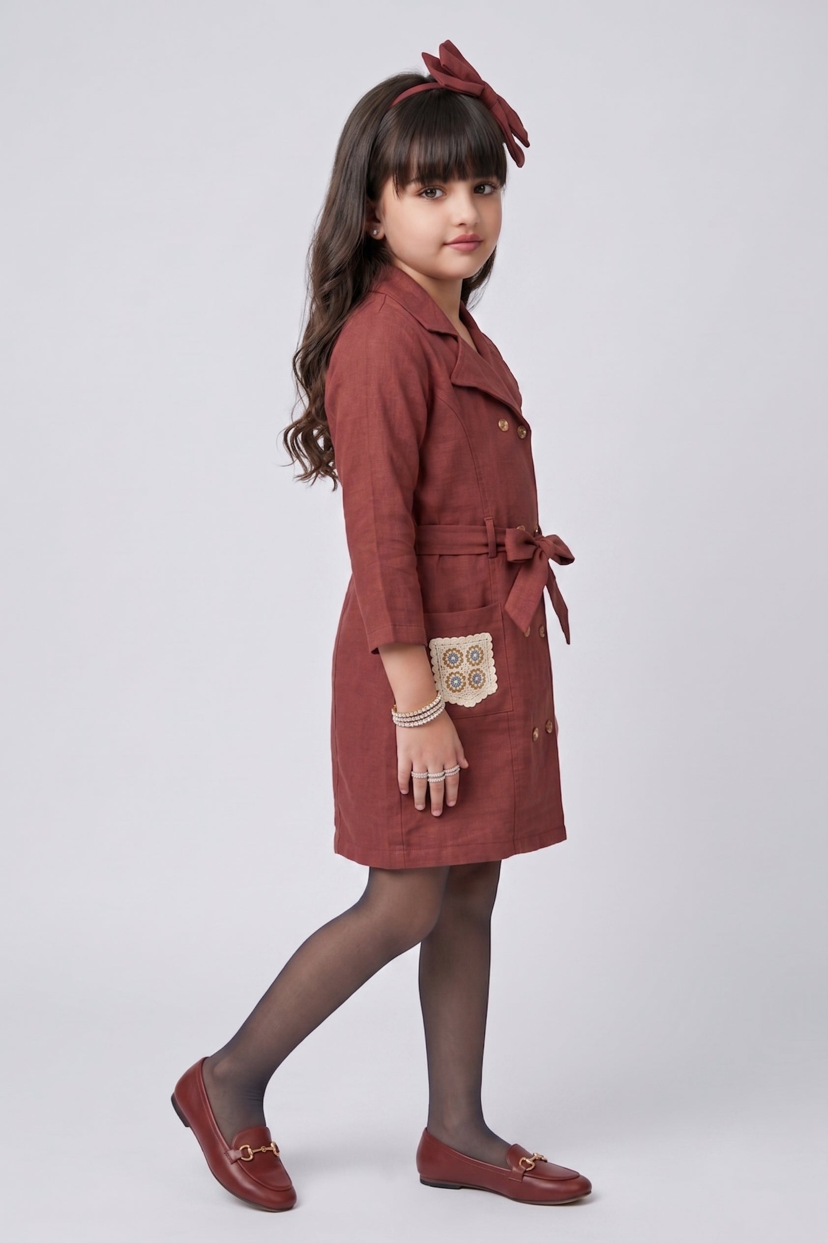 Brown Belted Trench Dress M2686