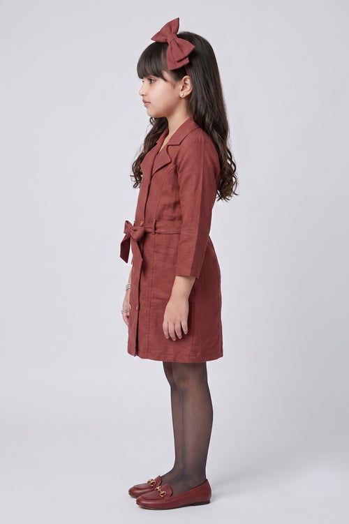 Brown Belted Trench Dress M2686