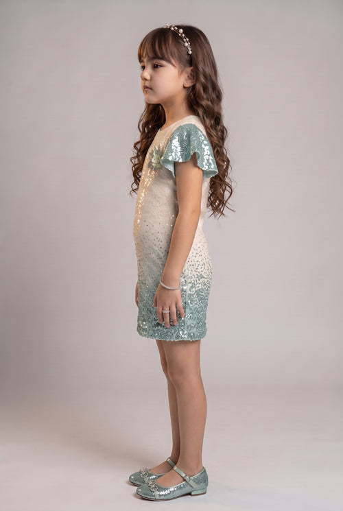 Green Ombre Sequin Party Dress M1806