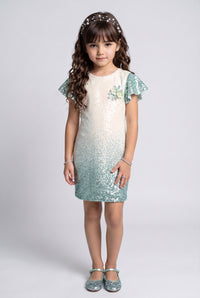 Green Ombre Sequin Party Dress M1806
