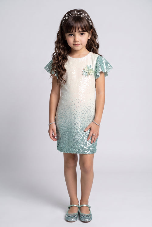 Green Ombre Sequin Party Dress M1806